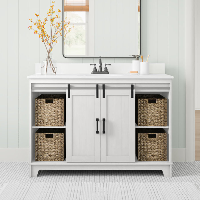 Sand & Stable Braylen Sliding Barn Door 48" Single Bathroom Vanity Set